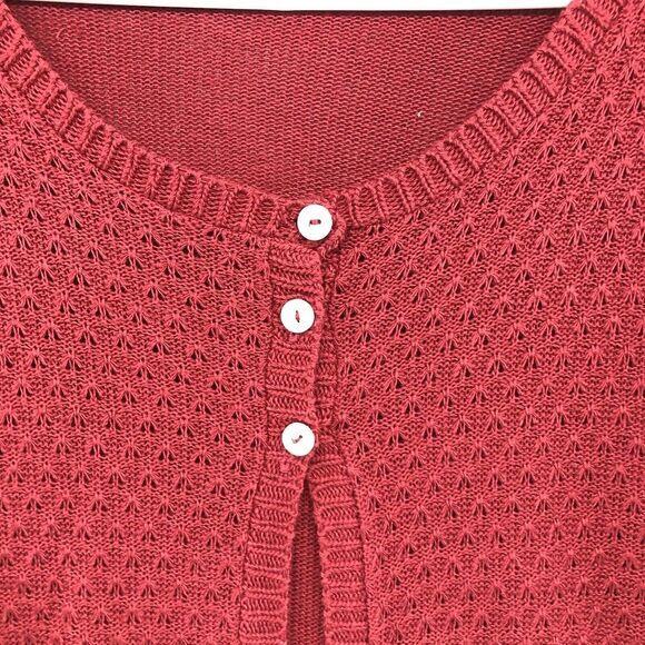 Kim Rogers Petite Long Sleeve Knit Three Button Red Cardigan Size PL Women - Picture 2 of 12